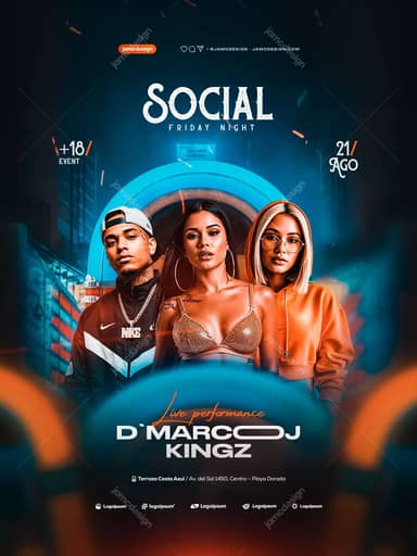 Social Friday Night Flyer Template PSD Editable