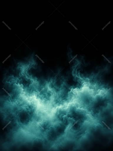 Textura de Nuvens de Fumaça Ciano em Fundo Escuro Vertical