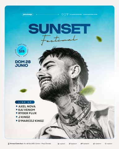 Sunset Festival Flyer Template PSD Editable