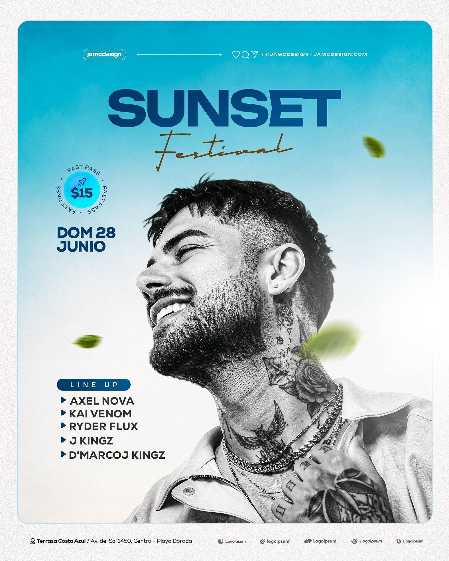 Sunset Festival Flyer Template PSD Editable