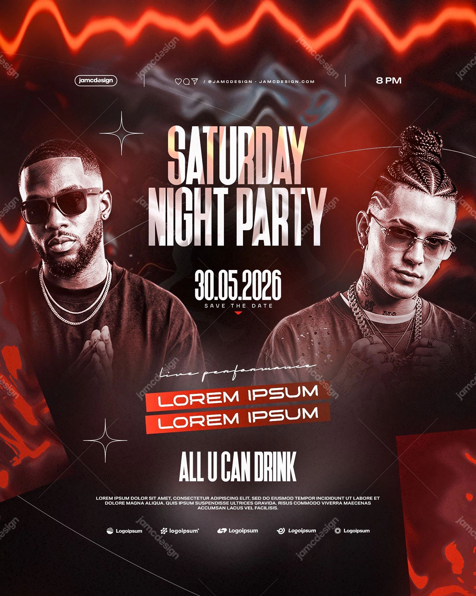 Saturday Night Party Flyer Template PSD Editable