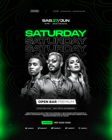 Saturday Night Flyer Template PSD Editable