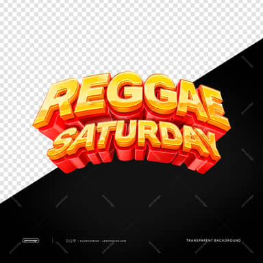 Reggae Saturday 3D Text Glossy Gold Lettering Element PNG Transparent