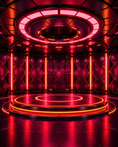 Red Magenta Futuristic Hexagon Neon Stage Background