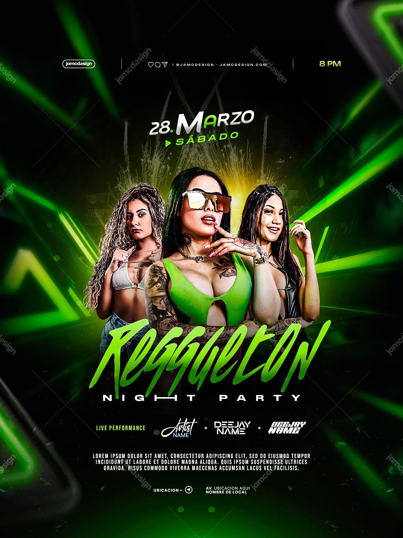 Reggaeton Night Flyer Template PSD Editable