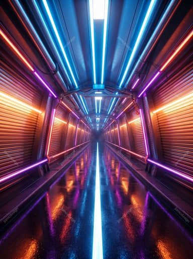 Fond de Tunnel Néon Futuriste Sci Fi
