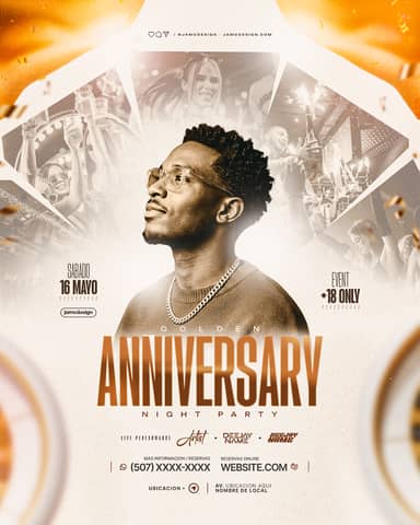Golden Anniversary Flyer Template PSD Editable