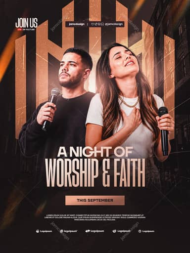 A Night Of Worship & Faith Singing Duo Flyer PSD