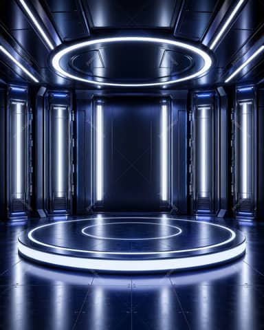 Plano de Fundo de Palco Sci-Fi Neon Futurista Branco e Azul