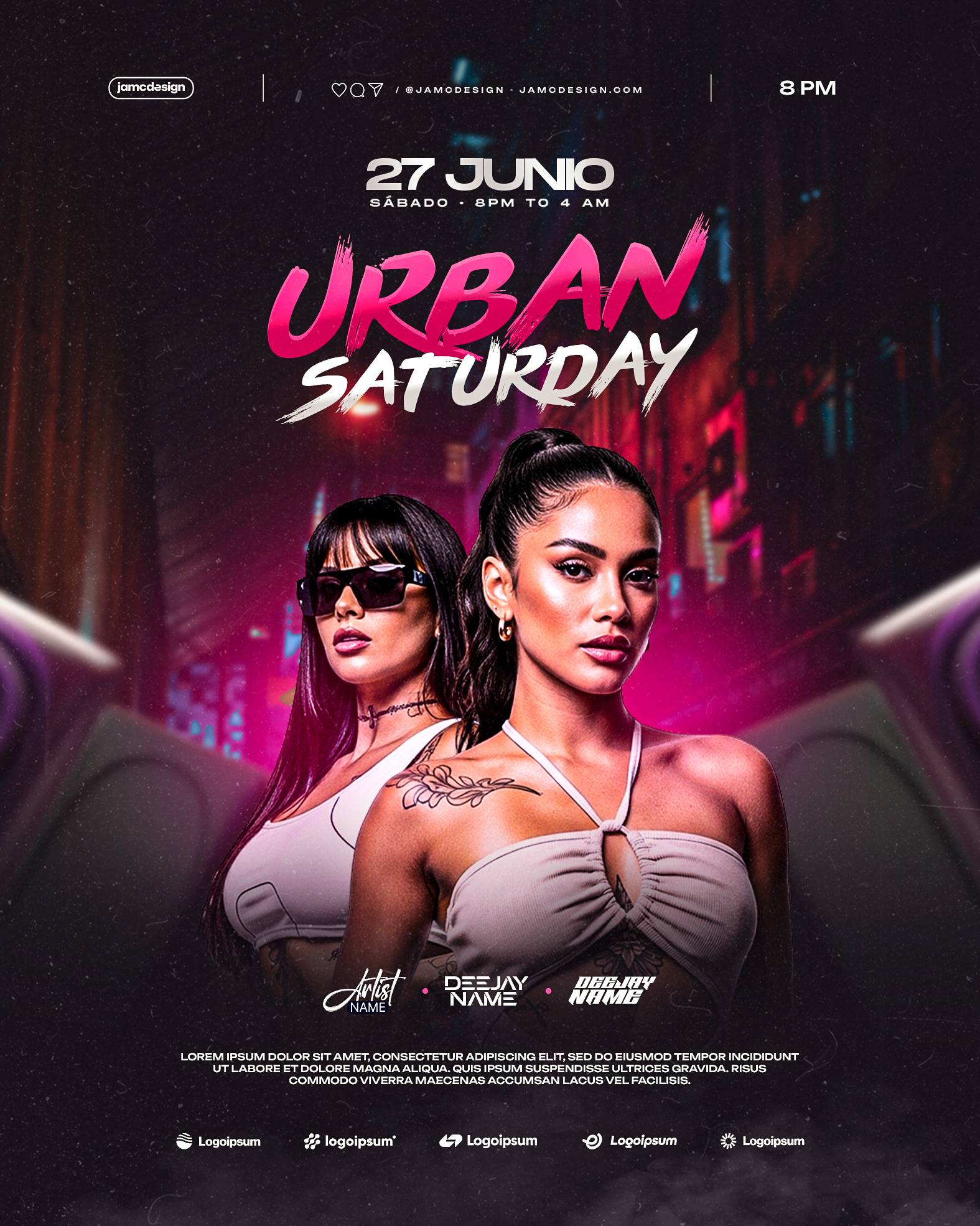 Urban Night Flyer Template PSD Editable