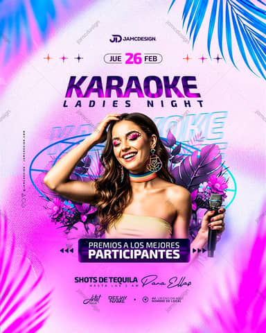 Karaoke Ladies Night Modèle de Flyer PSD