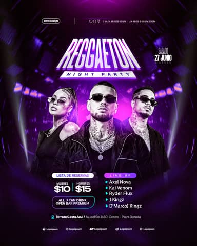 Reggaeton Night Party Flyer Template PSD Editable