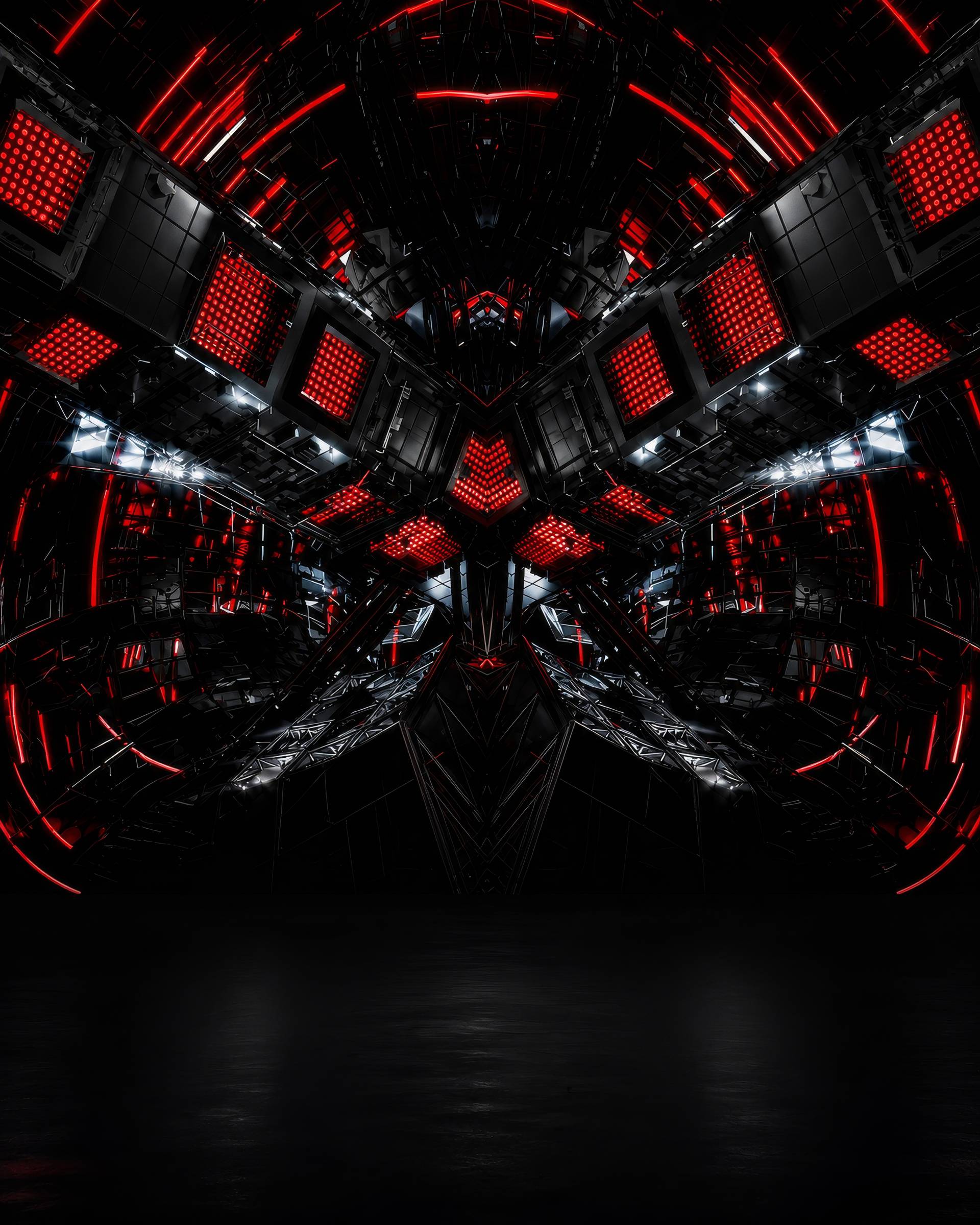 Futuristic Red Neon Tech Stage Background