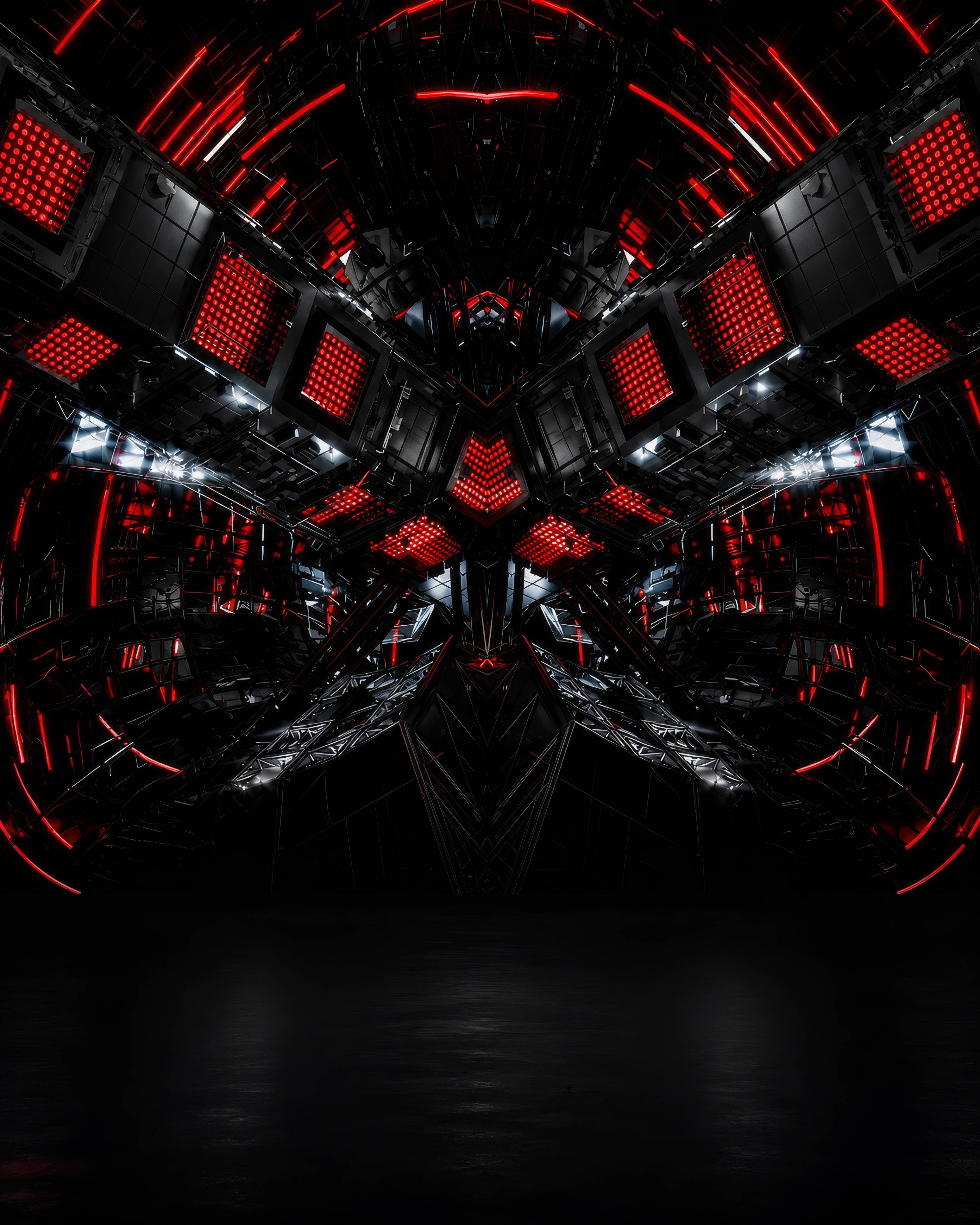 Futuristic Red Neon Tech Stage Background