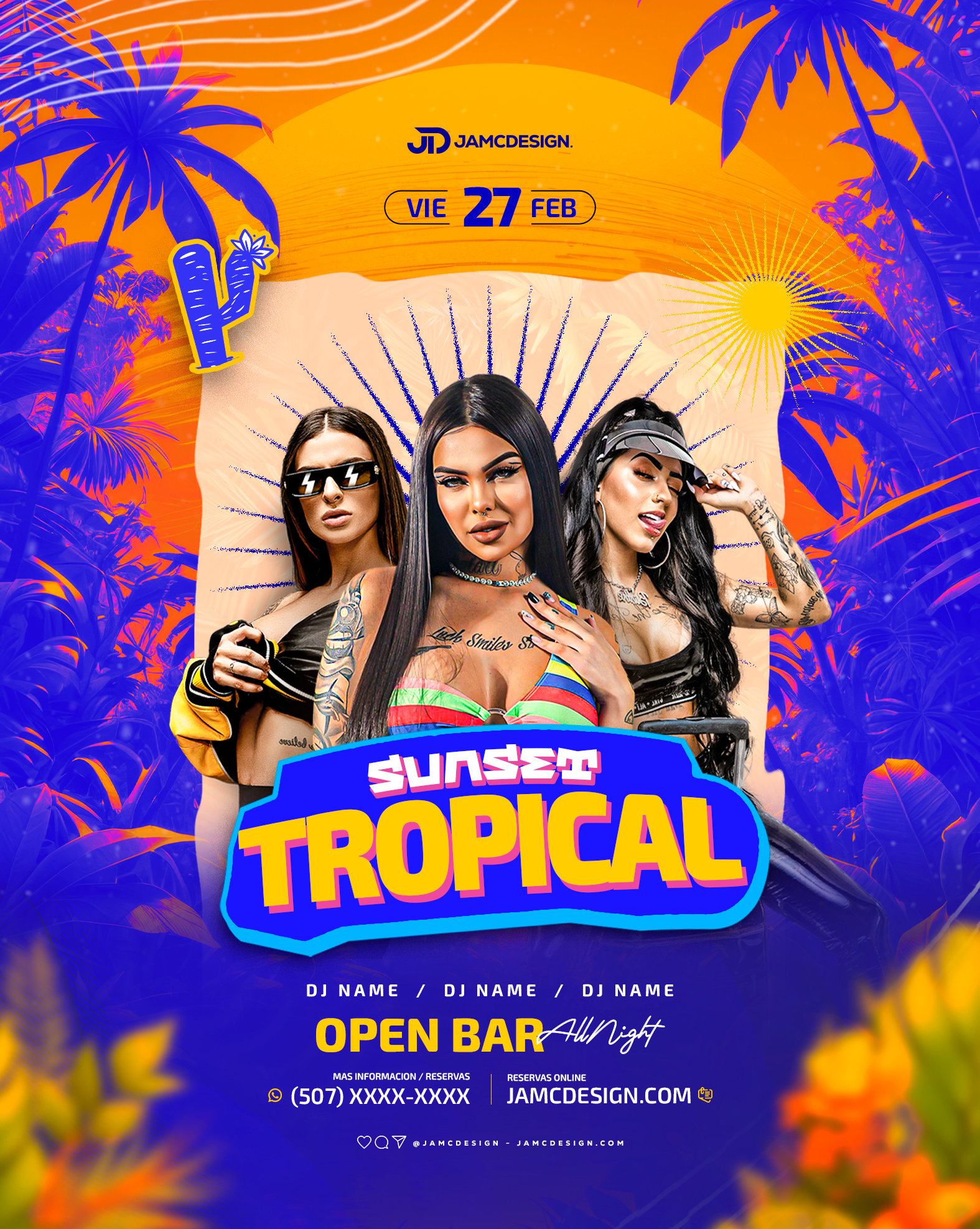 Sunset Tropical Flyer Template PSD