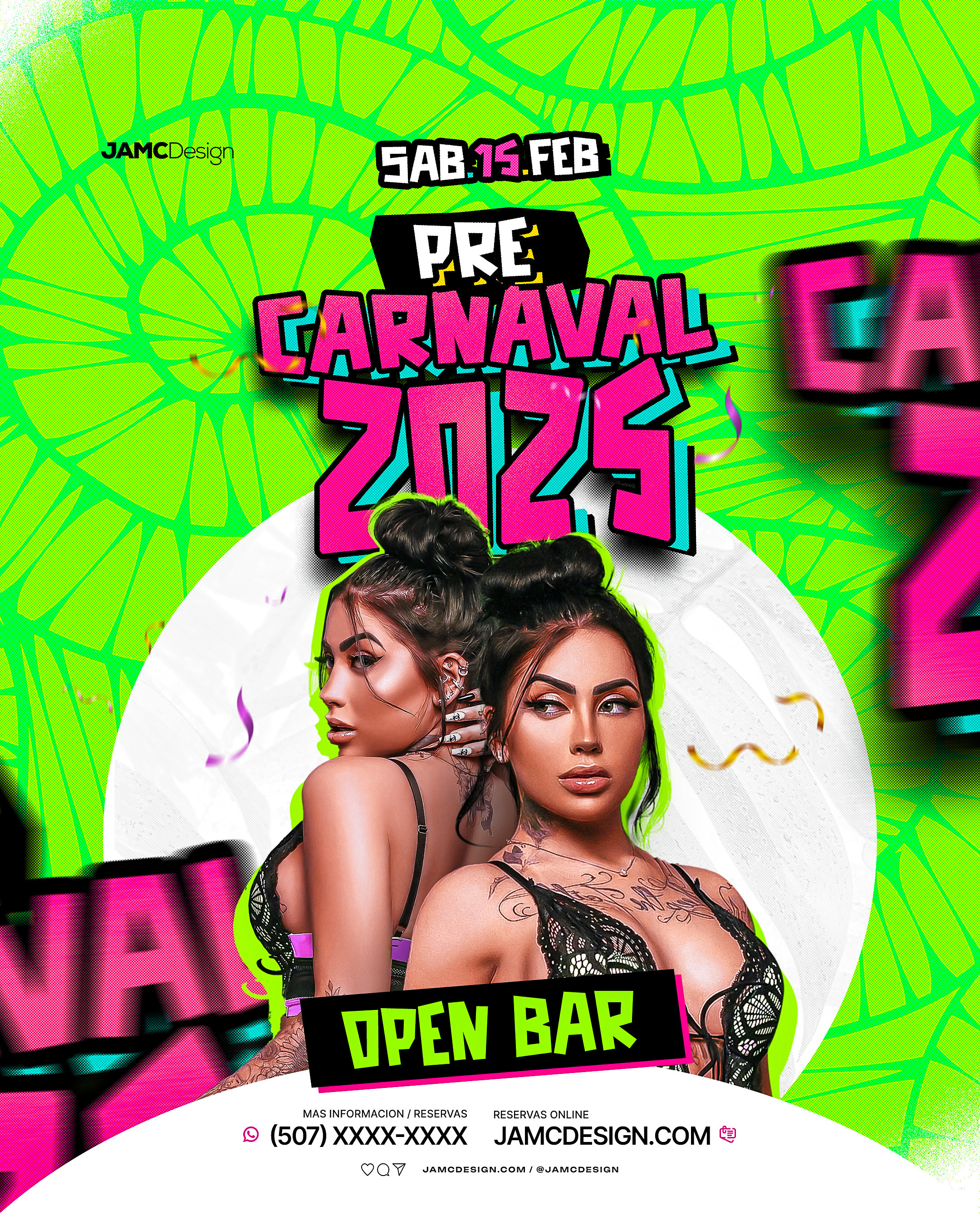 Pre Carnaval Party Flyer Template PSD