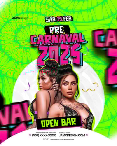 Pre Carnaval Party Flyer Template PSD