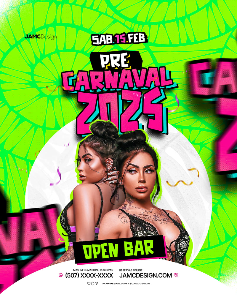 Pre Carnaval Party Flyer Template PSD