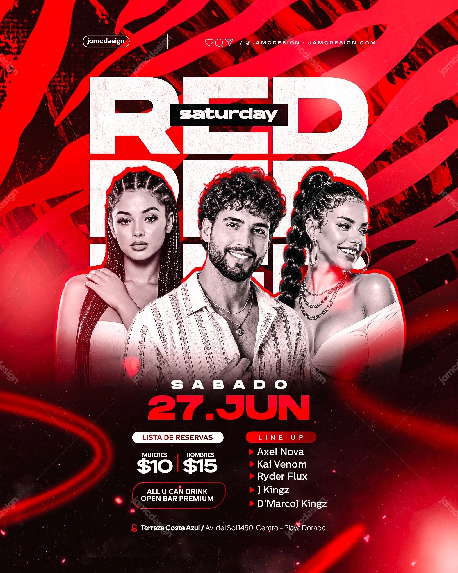 Red Saturday Flyer Template PSD Editable