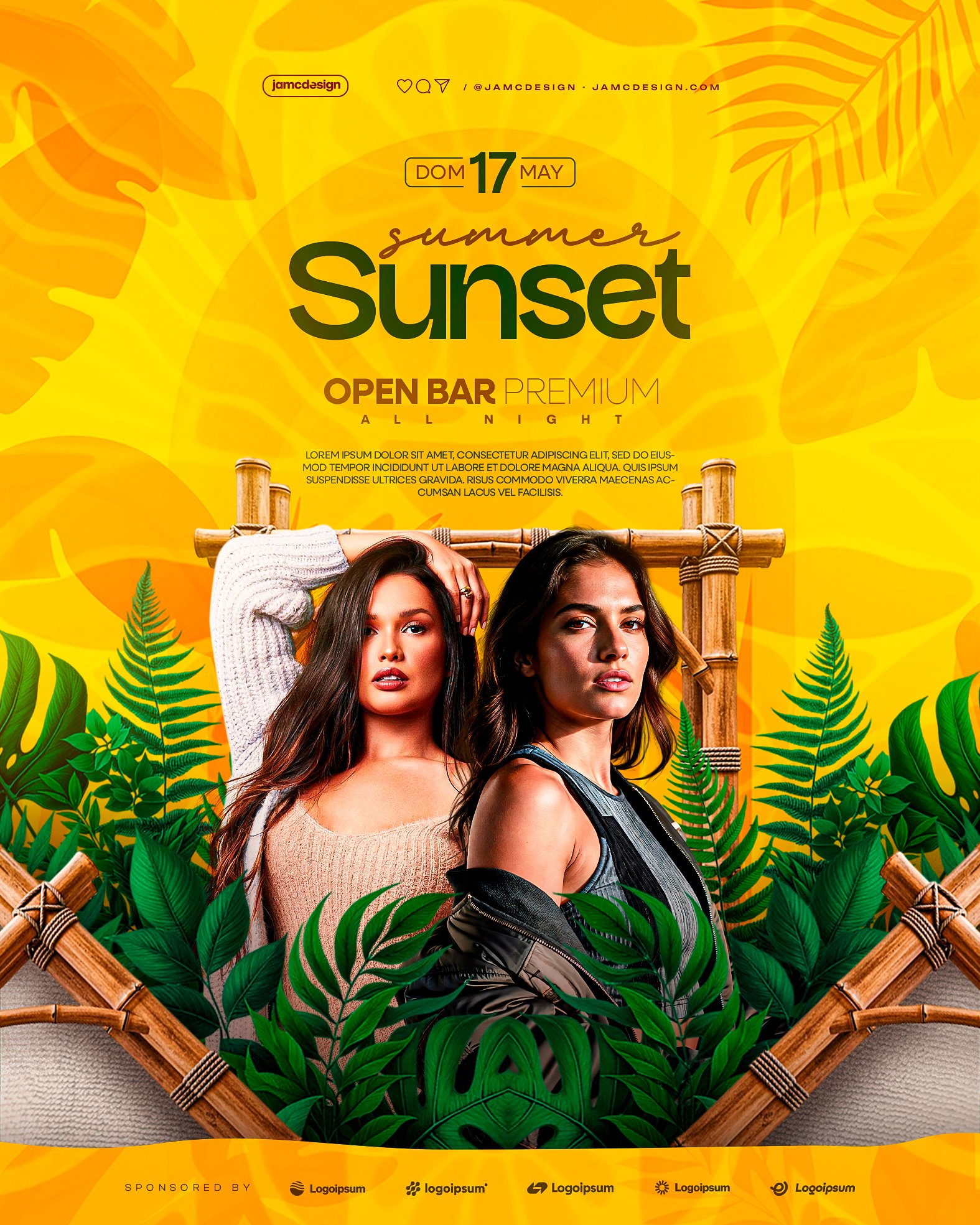 Summer Sunset Flyer Template PSD Editable