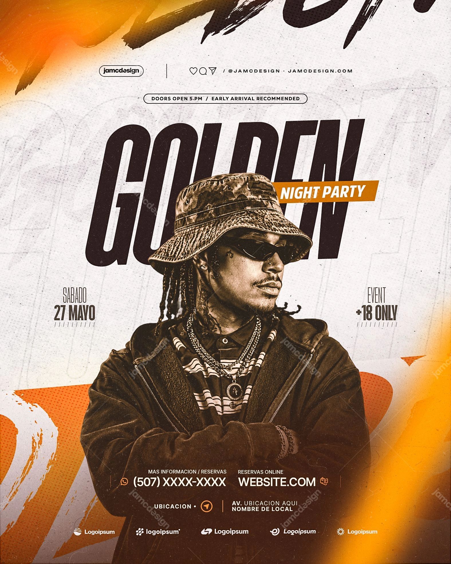 Golden Night Party Flyer Template PSD Editable