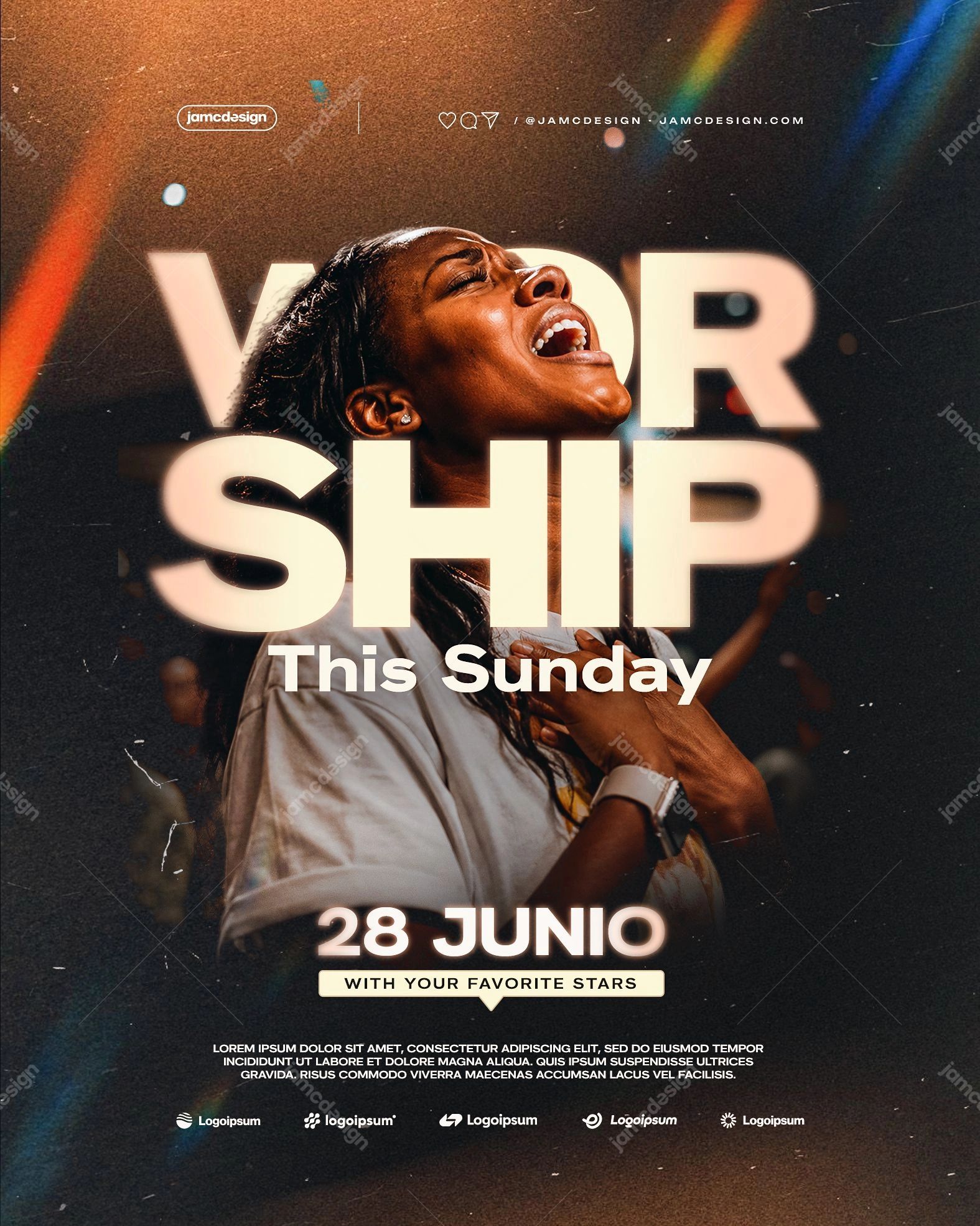 Christian Workship Night Flyer Template PSD Editable