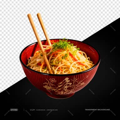 Asian Noodle Bowl With Chopsticks PNG Transparent