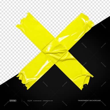 Cinta Amarilla Arrugada en X PNG Transparente