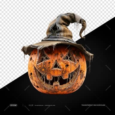 Grinning Witch Hat Pumpkin Orange Object PNG Transparent