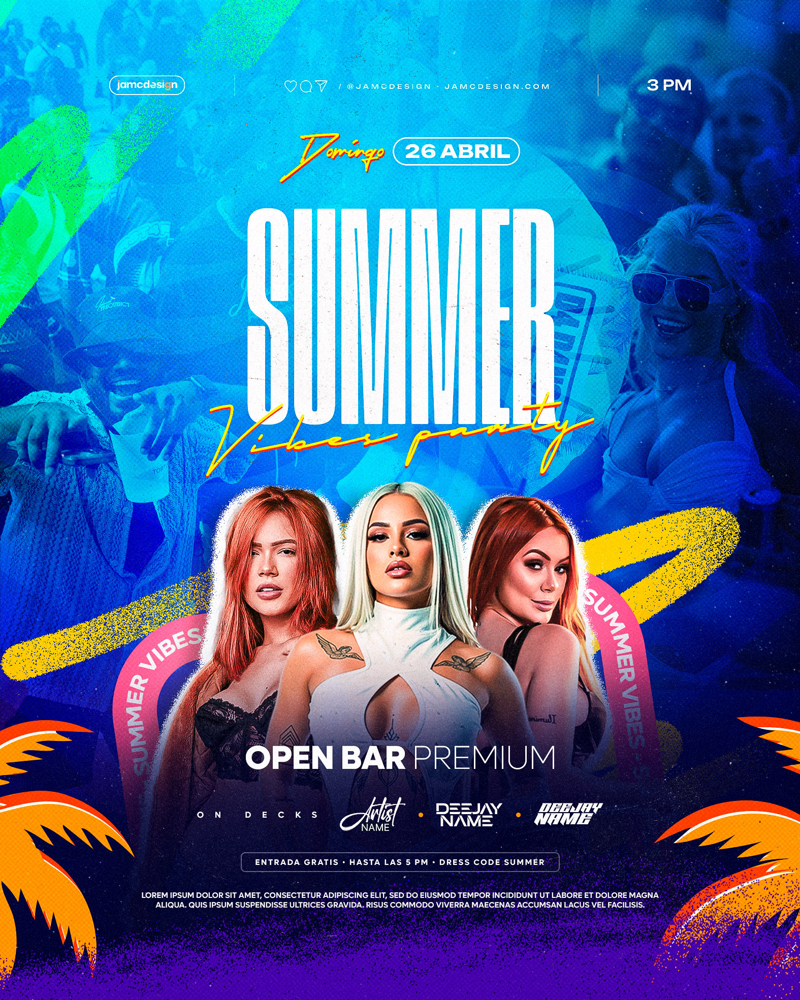 Summer Party Flyer Template PSD Editable