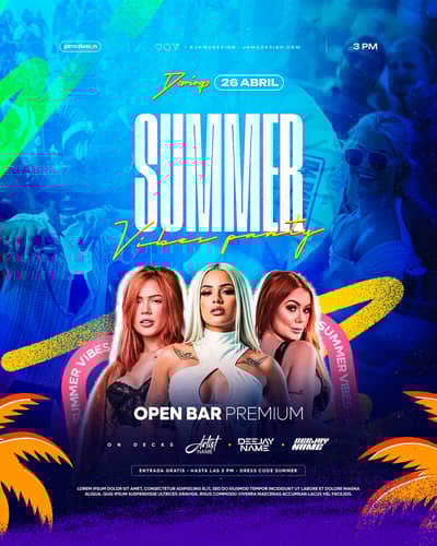 Summer Party Flyer Template PSD Editable