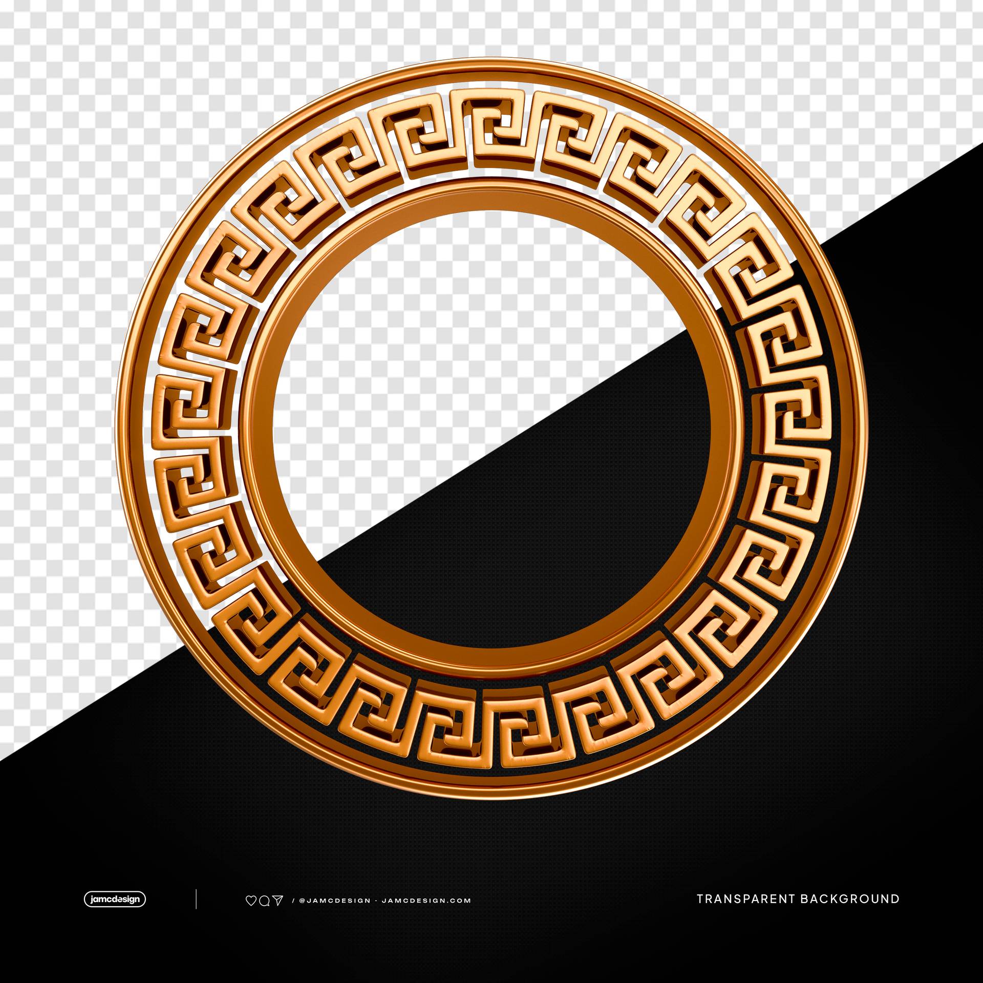 Luxury Greek Gold Circle Frame PNG Transparent Background