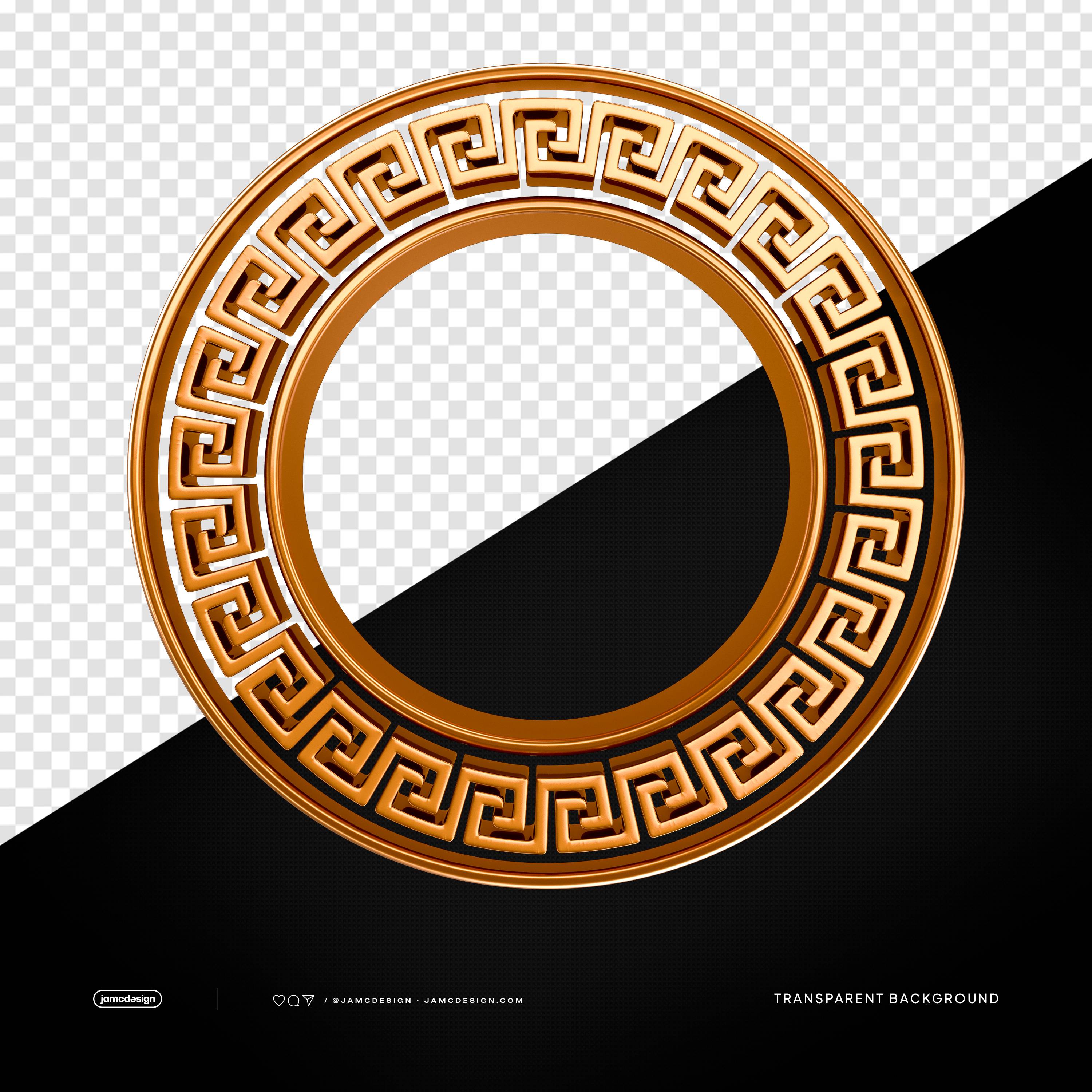 Luxury Greek Gold Circle Frame PNG Transparent Background