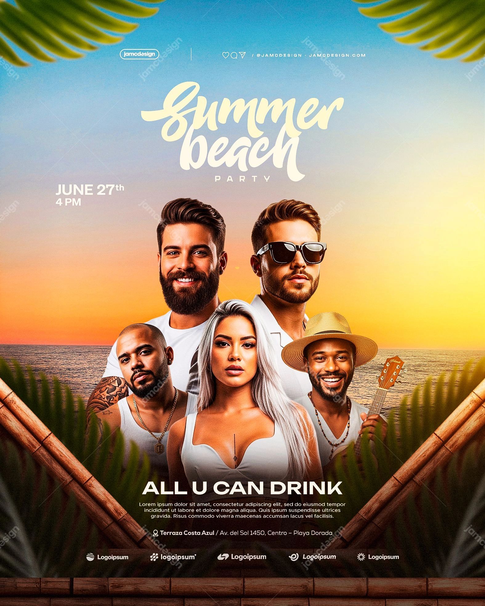 Summer Beach Party Flyer Template PSD Editable
