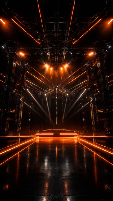 Futuristic Orange Neon Club Stage Background