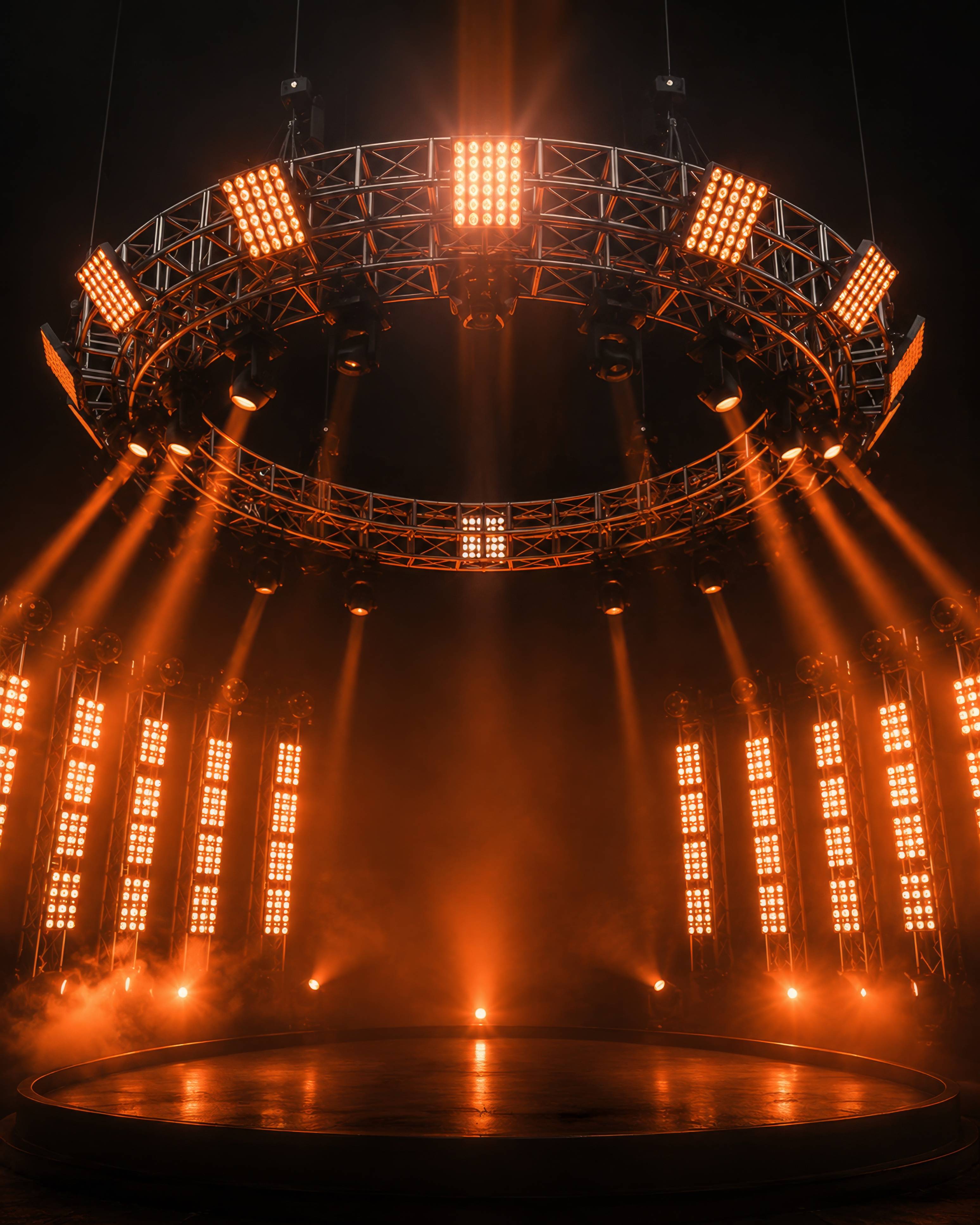 Orange Circular Stage Lights Event Background