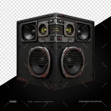 Black Corner Speaker Stack With Twin Subwoofers PNG Transparent