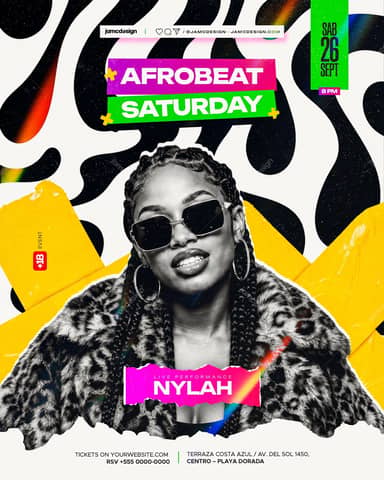 AfroBeat Night Flyer Template PSD Editable