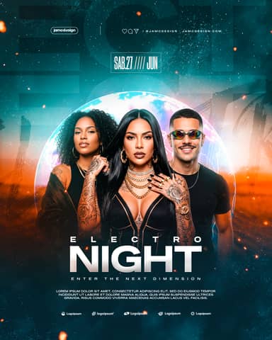 Electro Night Flyer Template PSD Editable