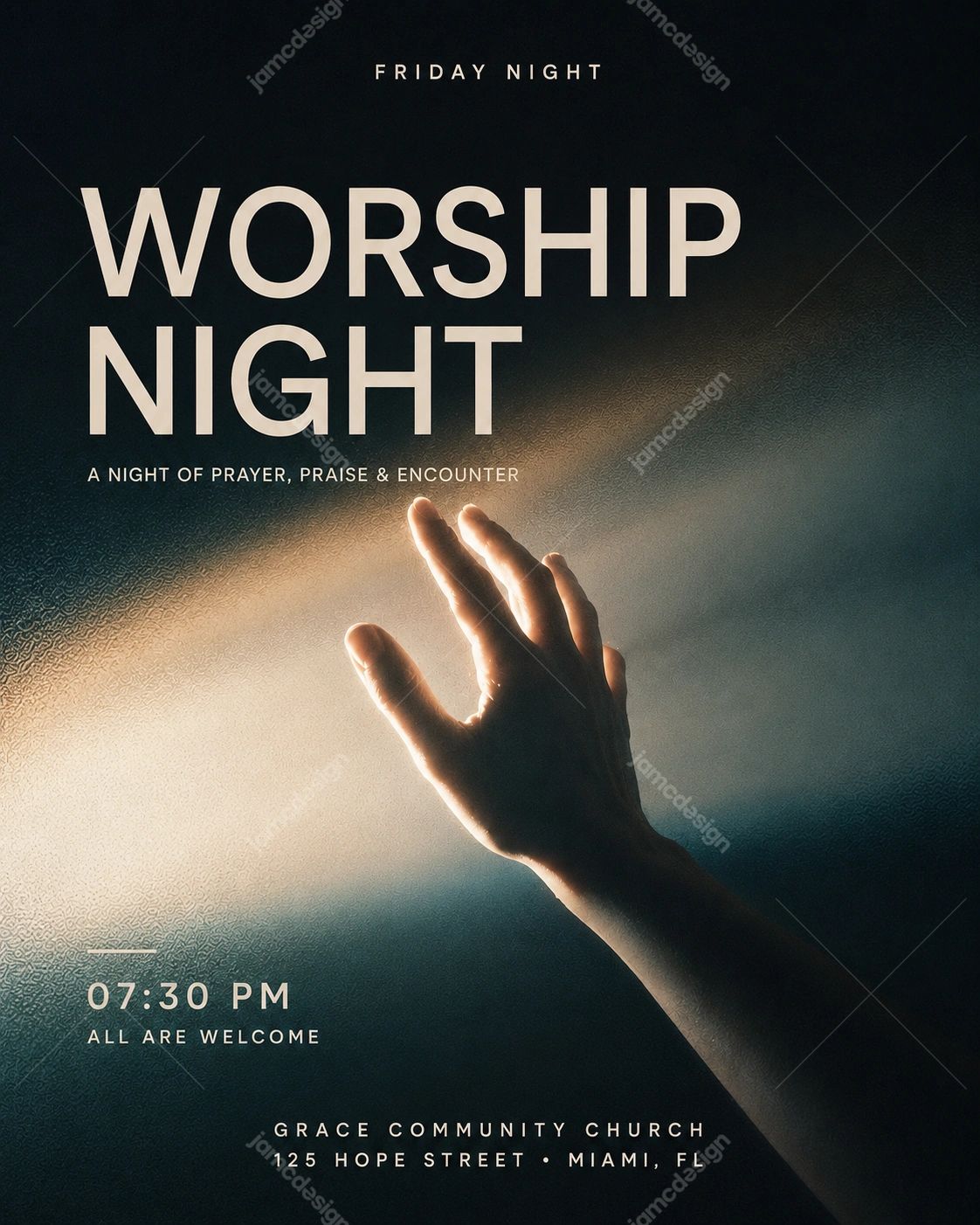 Hand Reaching Toward Light Worship Background
