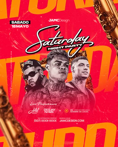 Saturday Night Party Flyer Template PSD