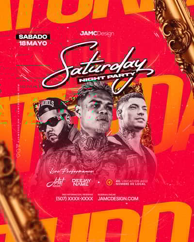 Saturday Night Party Flyer Template PSD