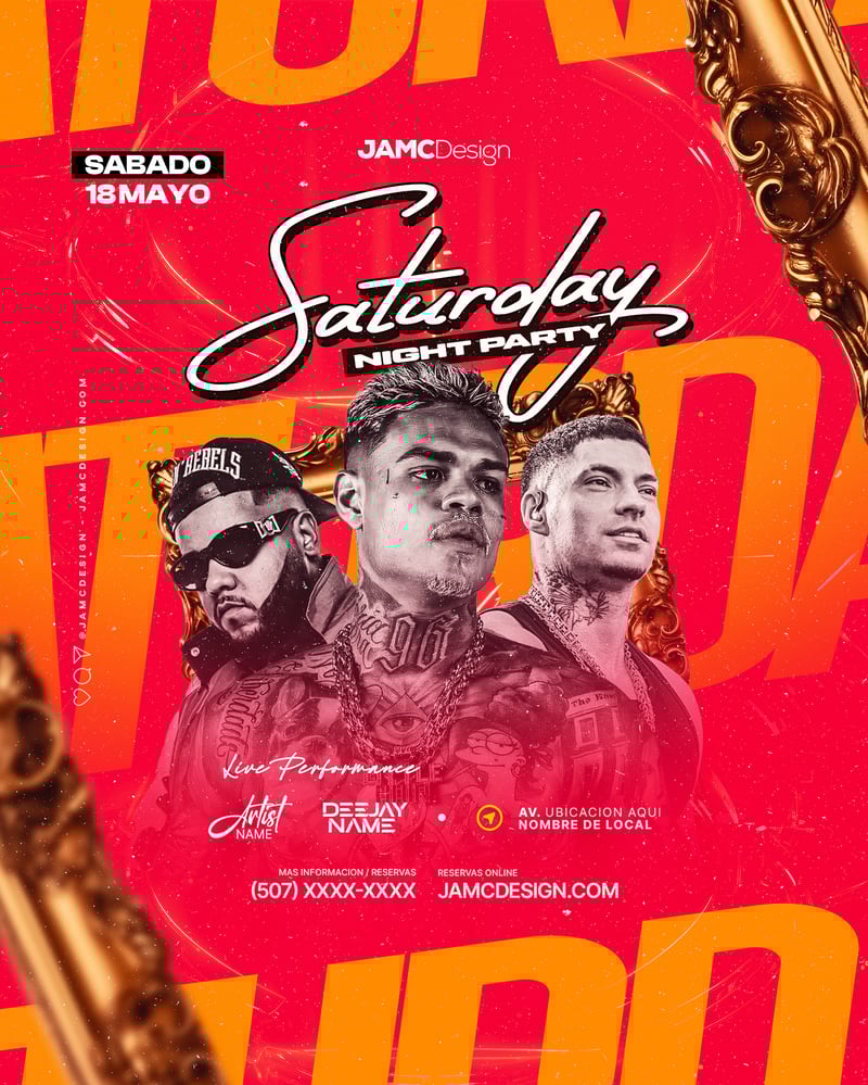 Saturday Night Party Flyer Template PSD