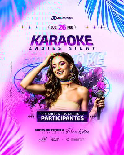 Karaoke Ladies Night Flyer Template PSD