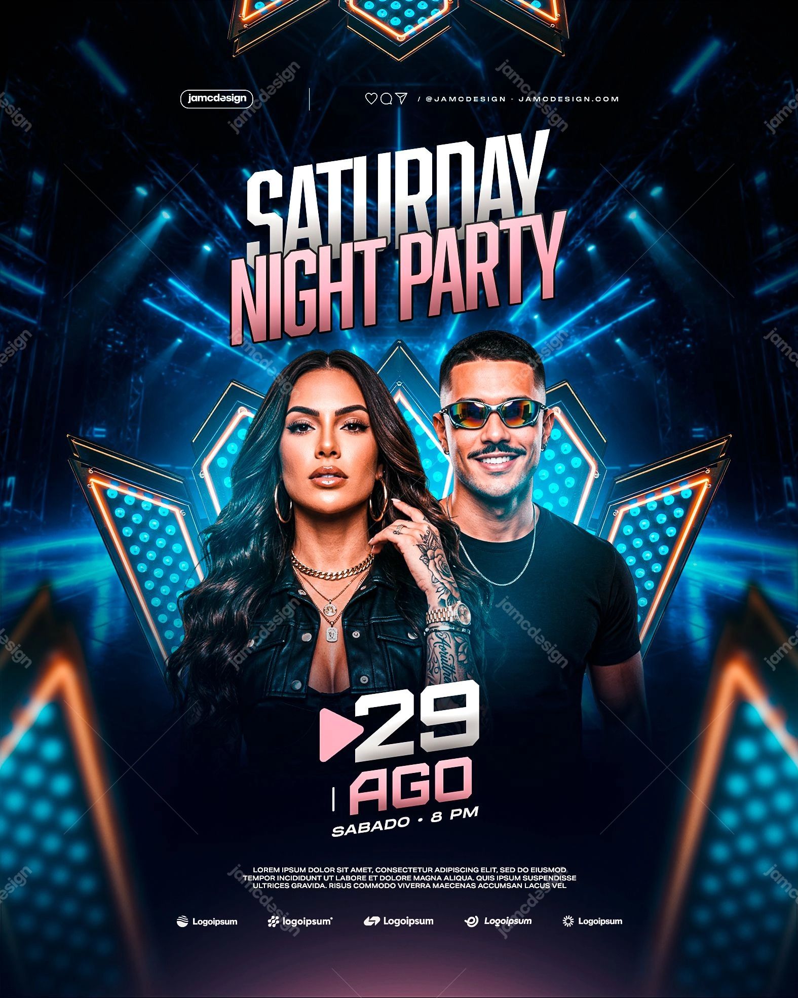 Saturday Night Party Design Flyer Template PSD Editable