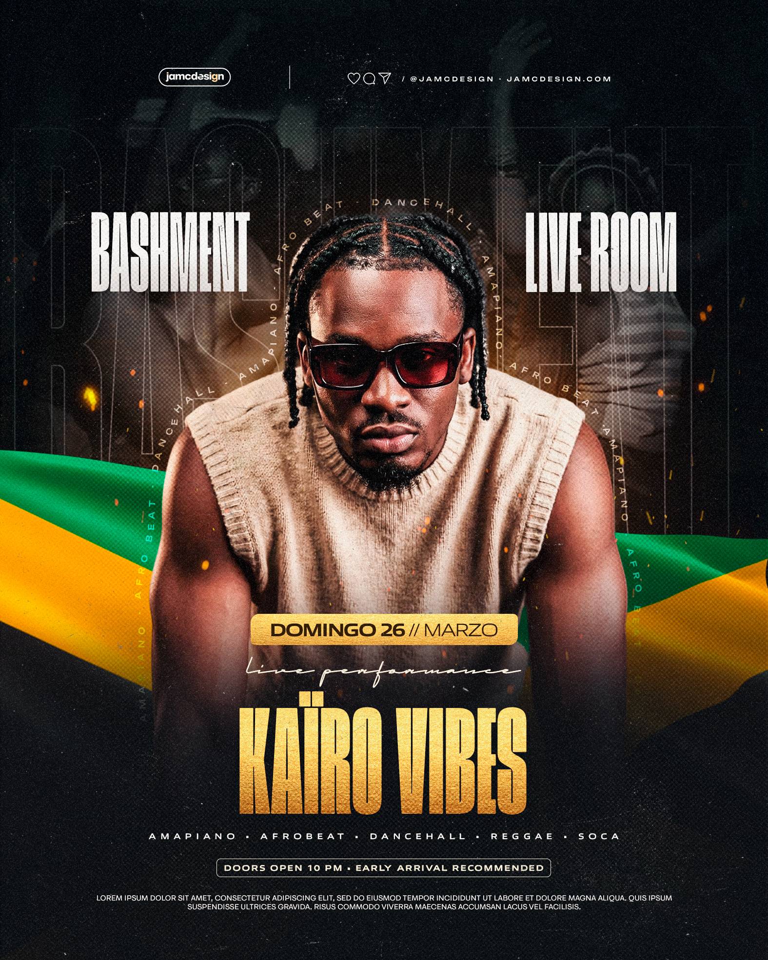 Bashment Live Room Flyer Template PSD Editable
