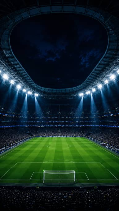 Illuminated Soccer Stadium with Open Roof Background