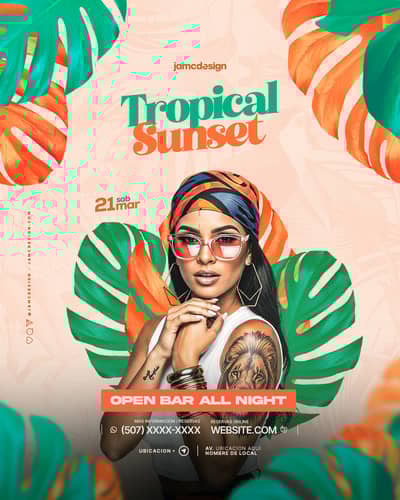 Tropical Sunset Flyer Template PSD