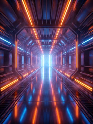 Sci Fi Tunnel Symmetrical Neon Streaks Background