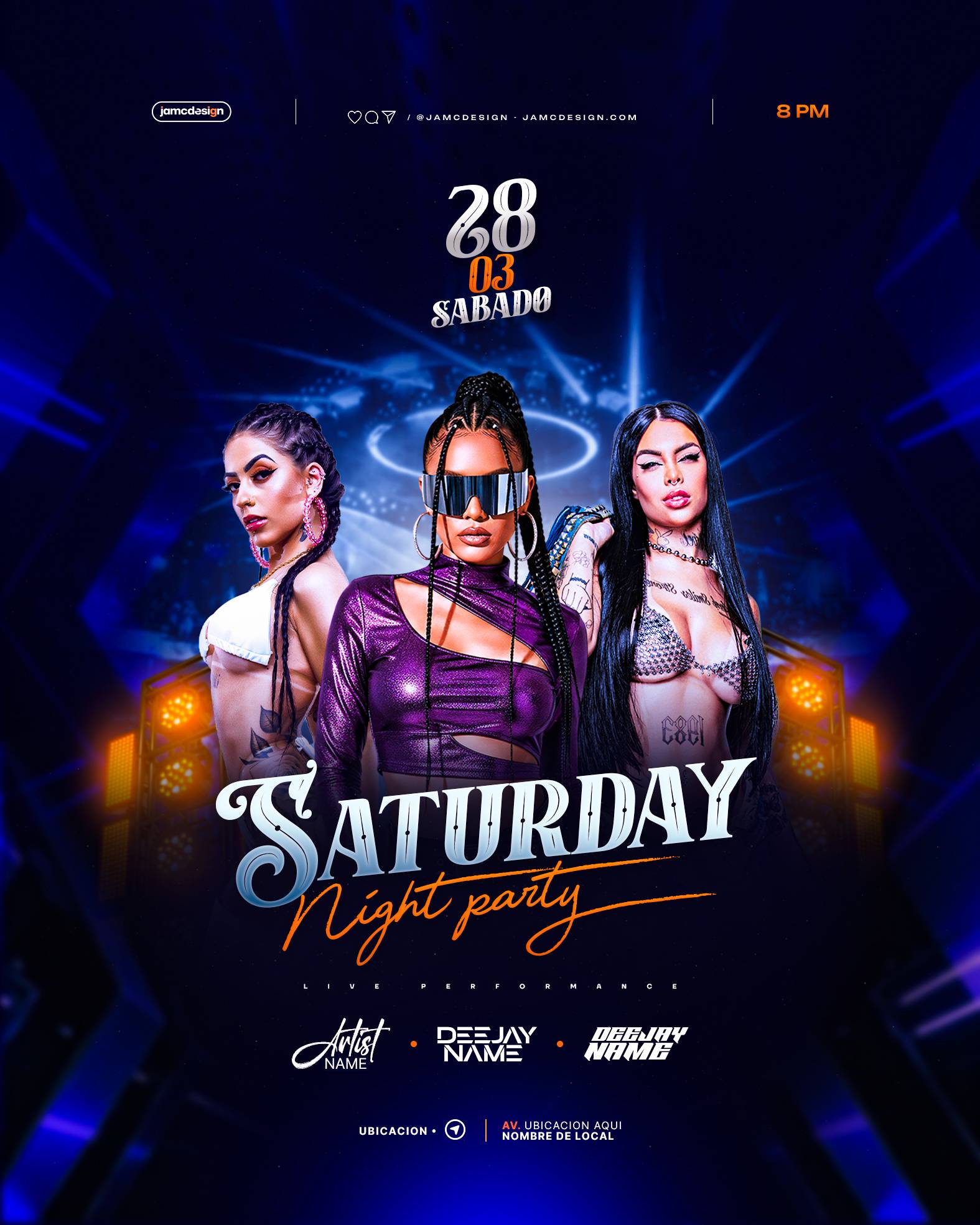 Saturday Night Party Flyer Template PSD Editable